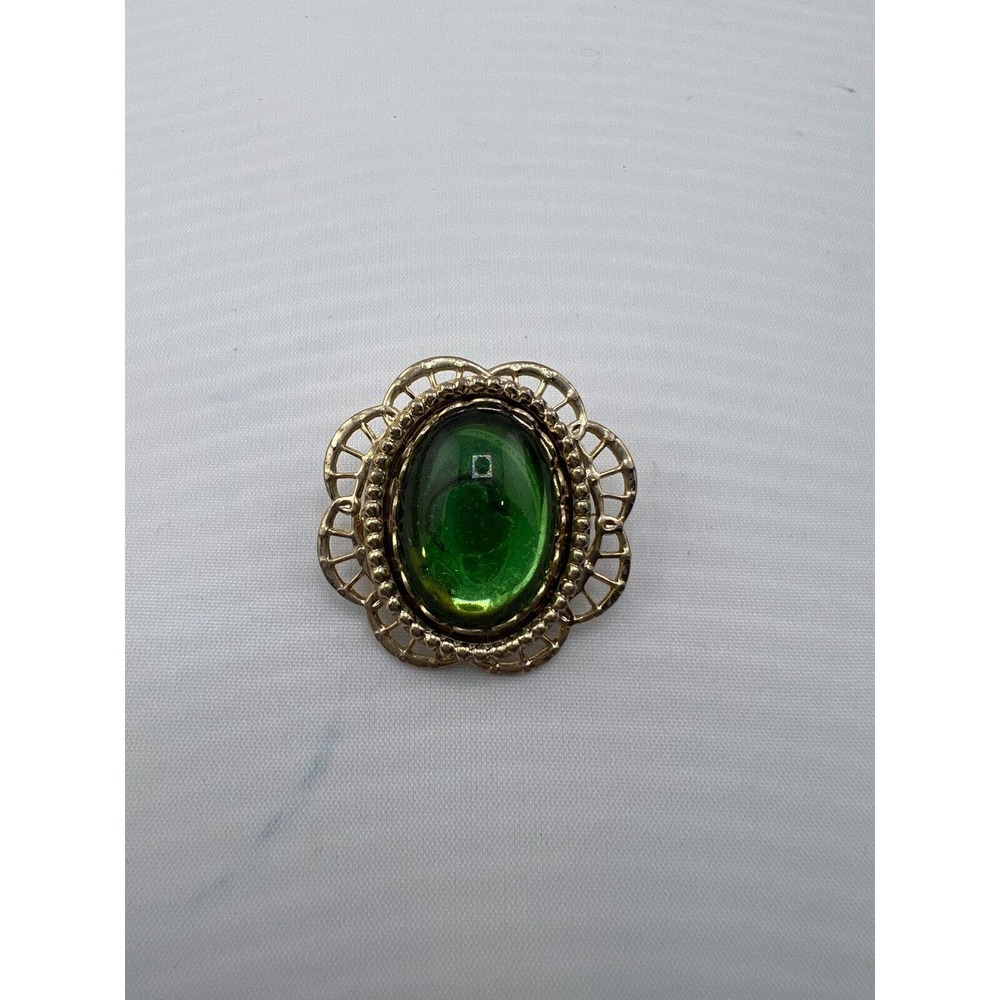 Vintage Green Wedding Gift Jewelry Oval Eilat Stone‎ Seed Pearls Pendant Brooch